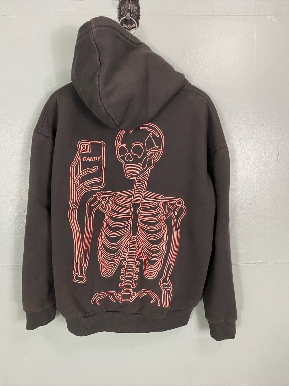 Dandy Skull Skeleton Hoodie Gray Large
